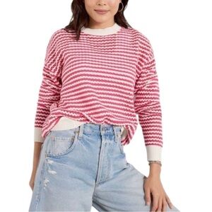 Spiritual Gangster Stripe Open Knit Sweater Size Large